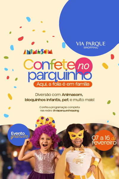 Banner do evento Confete no Parquinho